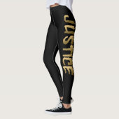 Leggings Lettres en noir brûlant l'or de la justice 3D (Gauche)