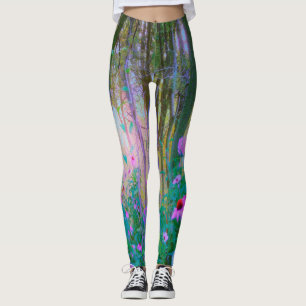 Leggings Lever de soleil radieux avec des échinacées roses