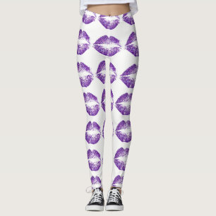 Leggings Lèvres à Parties scintillant violette