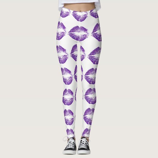 Leggings Lèvres à Parties scintillant violette (Devant)
