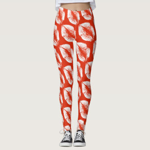 Leggings Lèvres blanches Moderne Rouge orange