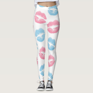 Leggings Lèvres bleues et roses Motif, Baguette à lèvres, B