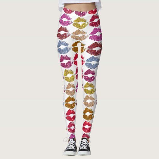 Leggings Lèvres colorées élégantes #11 (Devant)