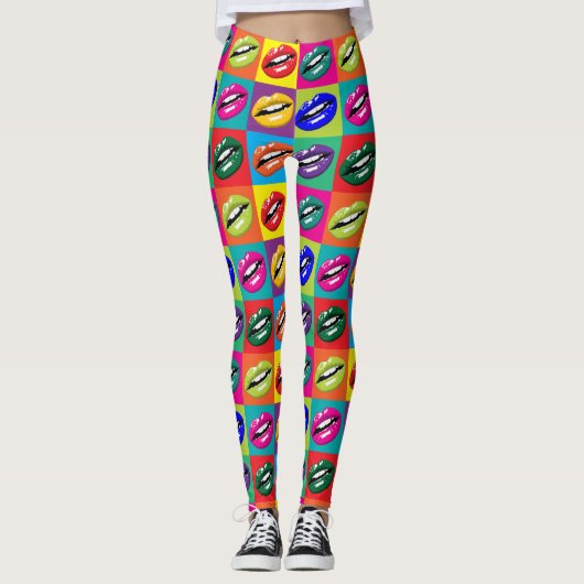Leggings Lèvres colorées Légendes tout-en-impression Whimsi (Devant)