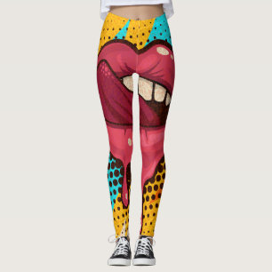 Leggings Lèvres d'art pop : Vintage tendance