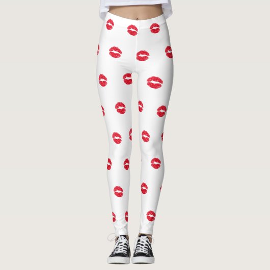 Leggings Lèvres de baiser rouges (Devant)