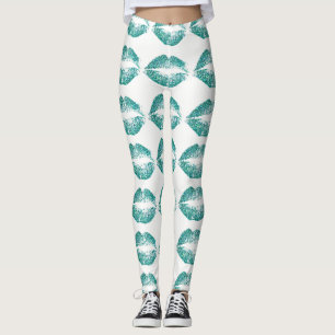 Leggings Lèvres de Parties scintillant turquoise #2