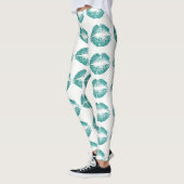 Leggings Lèvres de Parties scintillant turquoise #2 (Gauche)