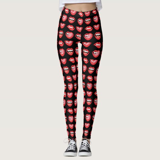 Leggings Lèvres de vampire de charme (Devant)