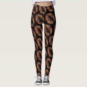 Leggings Lèvres Parties scintillant orange Noir moderne