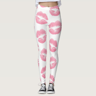 Leggings Lèvres Roses, Motif De Lèvres, Rouge Rose, Baiser