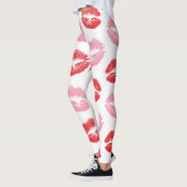 Leggings Lèvres rouges et roses, Motif des lèvres, bâton à  (Gauche)