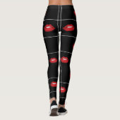 Leggings Lèvres rouges Motif noir et blanc rétro (Dos)