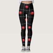 Leggings Lèvres rouges Motif noir et blanc rétro (Devant)