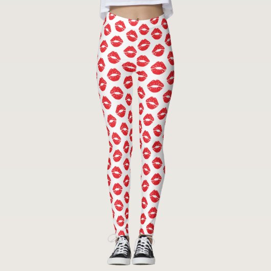 Leggings Lèvres Rouges, Rouge À Lèvres, Baiser, Motif Des L (Devant)