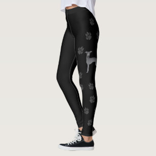 Leggings Lévrier Italien Bleu Dessin Animé Chien Avec Patte