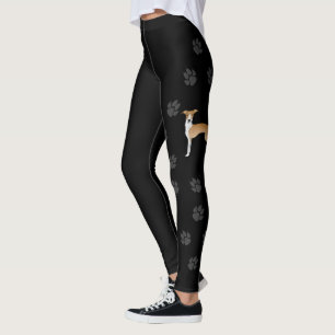 Leggings Lévrier Italien Fauve Et Blanc Avec Des Pattes