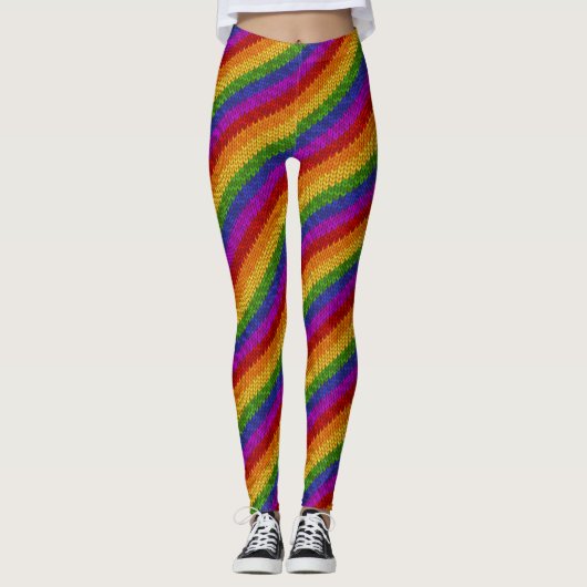 Leggings LGBT Pride Rainbow Color Tricot Motif (Devant)