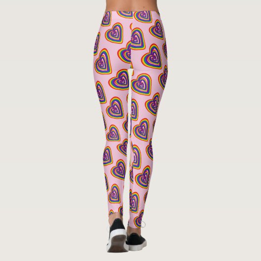 Leggings LGBT Rainbow Flag Hearts Pattern Gay Pride (Dos)