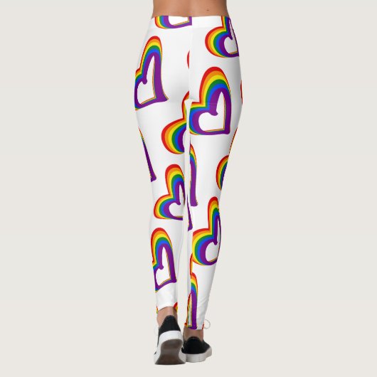 Leggings LGBT Rainbow Flag Hearts Pattern Gay Pride (Dos)
