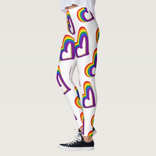 Leggings LGBT Rainbow Flag Hearts Pattern Gay Pride (Gauche)