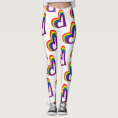 Leggings LGBT Rainbow Flag Hearts Pattern Gay Pride (Devant)