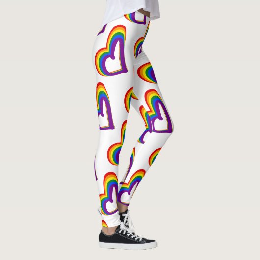 Leggings LGBT Rainbow Flag Hearts Pattern Gay Pride (Droite)