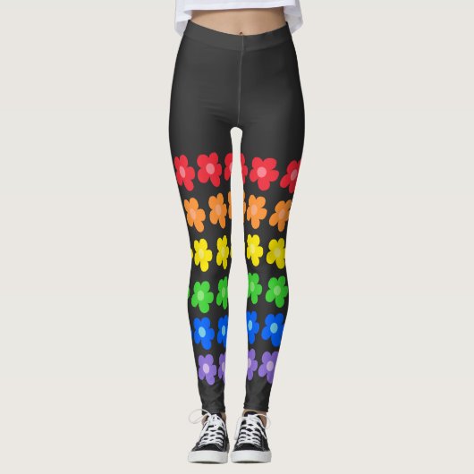 Leggings LGBT Rainbow Flowers Gay pride Liberté et égalité (Devant)
