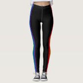 Leggings Lgbt rainbow rayures drapeau gay pride noir (Devant)