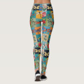 Leggings Libellules Colorées Et Roses Patchwork (Dos)