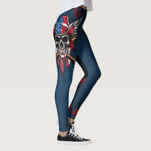 Leggings Liberté sauvage, crâne américain avec chauves-sour