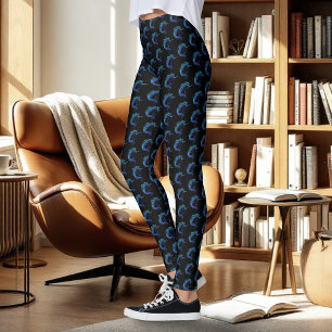 Leggings Licorne noire élégante Fantaisie Magique Bleu Arge