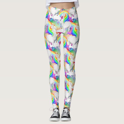 Leggings Licorne Princesse Explosion Arc-en-ciel (Devant)