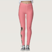 Leggings Lierre vert sur corail rose (Devant)