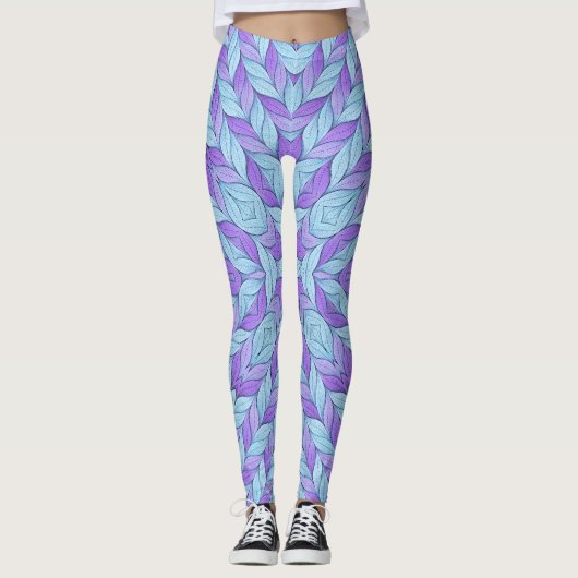 Leggings Light Amethyst and Pale Aqua Pattern (Devant)