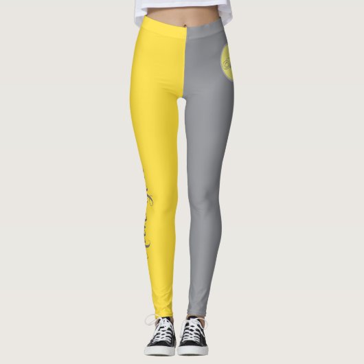 Leggings Light Yellow and Soft Gray Customize (Devant)