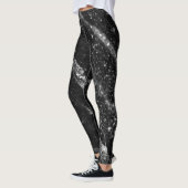 Leggings Ligne brillante argentée sur roche noire abstraite (Gauche)