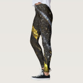 Leggings Ligne brillante or noir chic abstrait (Gauche)
