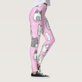 Leggings Ligne de coeur de Motif Cute Kawaii Cats (Droite)
