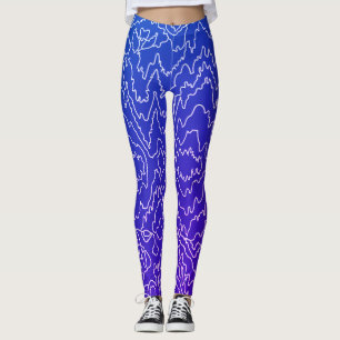 Leggings Ligne géométrique blanche Curvy bleu