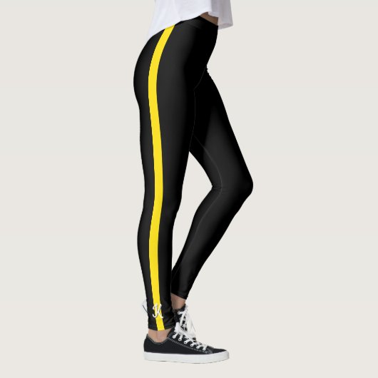 Leggings Ligne jaune mince initiale de monogramme (Droite)