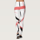 Leggings Ligne Moderne Géométrie Froide Blanc Rose-Noir (Dos)