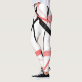 Leggings Ligne Moderne Géométrie Froide Blanc Rose-Noir (Gauche)