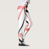 Leggings Ligne Moderne Géométrie Froide Blanc Rose-Noir (Droite)