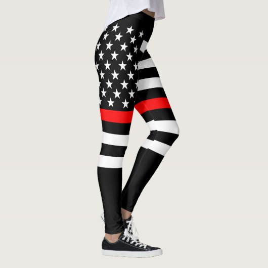 Leggings Ligne rouge mince graphique de drapeau américain (Droite)