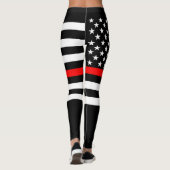 Leggings Ligne rouge mince graphique de drapeau américain (Dos)