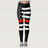 Leggings Ligne rouge mince graphique de drapeau américain (Devant)