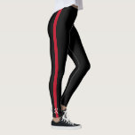 Leggings Ligne rouge mince initiale de monogramme de<br><div class="desc">Ces la ligne rouge mince guêtres de sapeur-pompier comportent une ligne rouge mince verticale sur l'extérieur de la jambe accentuée par un monogramme de manuscrit dans la typographie blanche que vous pouvez personnaliser ou supprimer. Conçu par l'artiste Coffey ©Susan.</div>