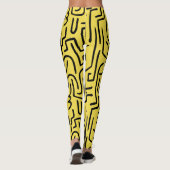 Leggings Lignes Abstraites 130318 - Noir sur #fff300 Jaune (Dos)