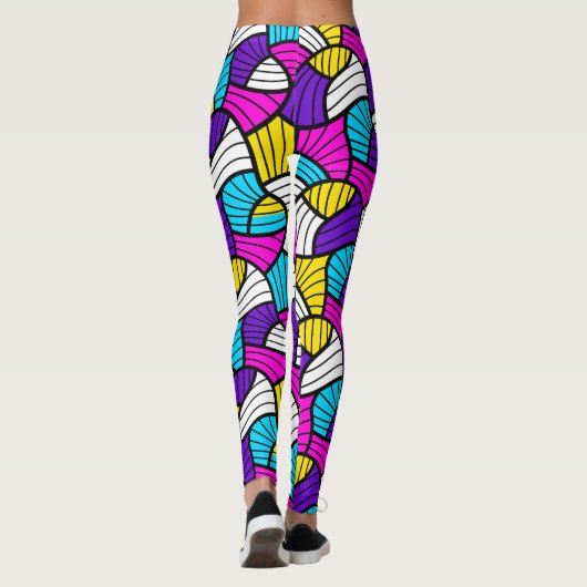 Leggings Lignes Abstraites colorées Motif transparent (Dos)